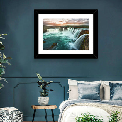 Goðafoss Waterfall at Golden Hour Wall Art