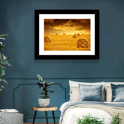 Golden Hour Haystacks Wall Art