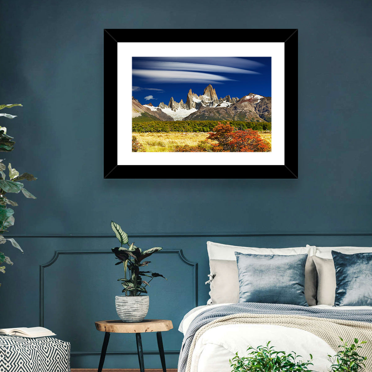 Fitz Roy Peaks, El Chaltén Wall Art in a room, landscape
