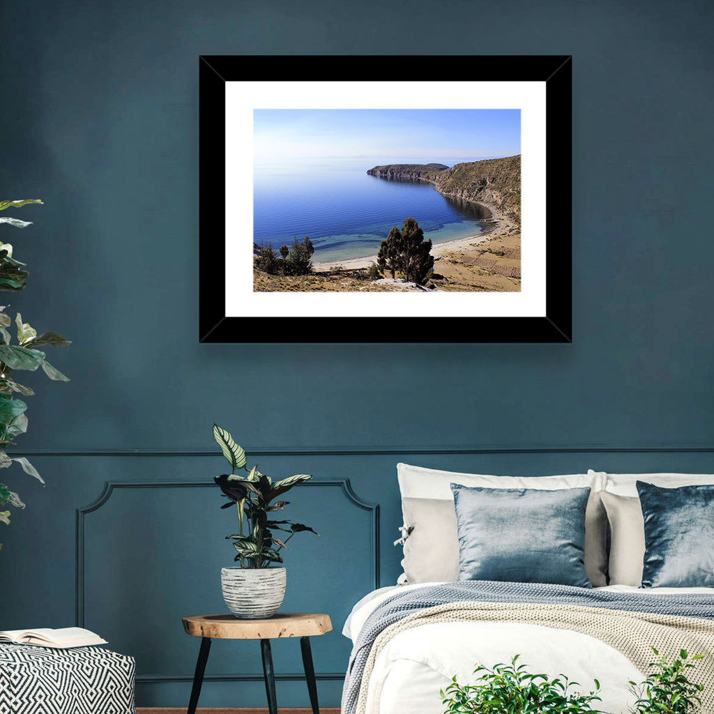 Titicaca Cliffs and Turquoise Water Wall Art