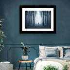 Lone Figure in Misty Forest Wall Art