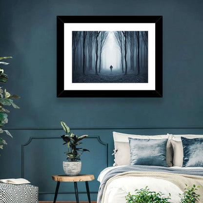 Lone Figure in Misty Forest Wall Art