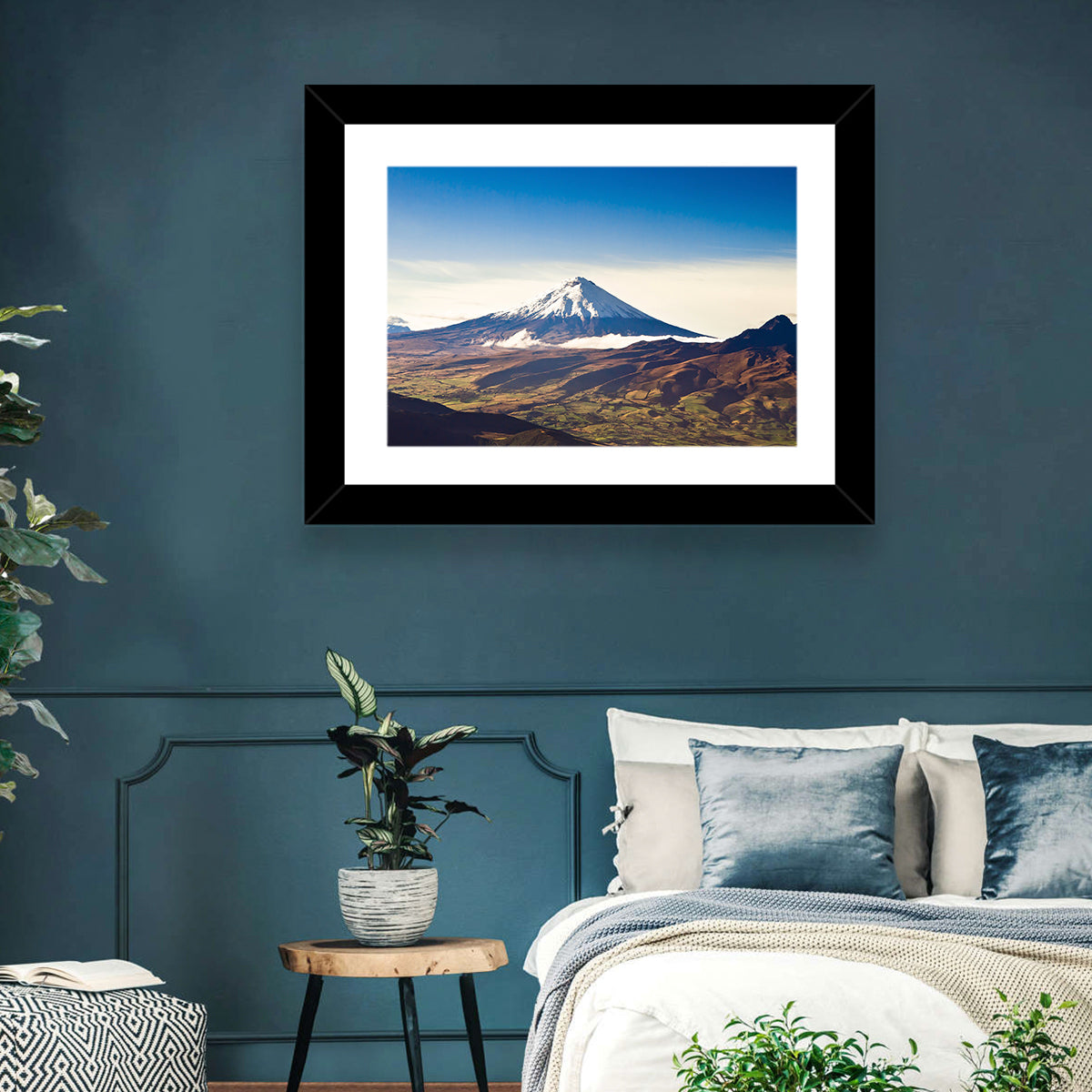 Cotopaxi Volcano Landscape Wall Art in a room, landscape