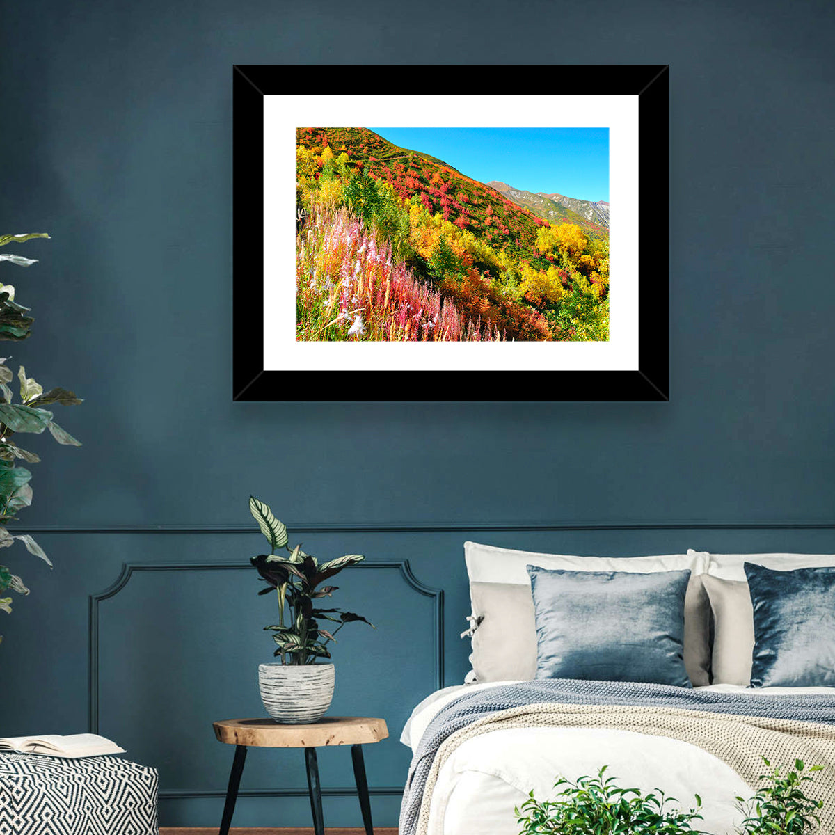 Svaneti Autumn Mountain Landscape Wall Art in a room, landscape