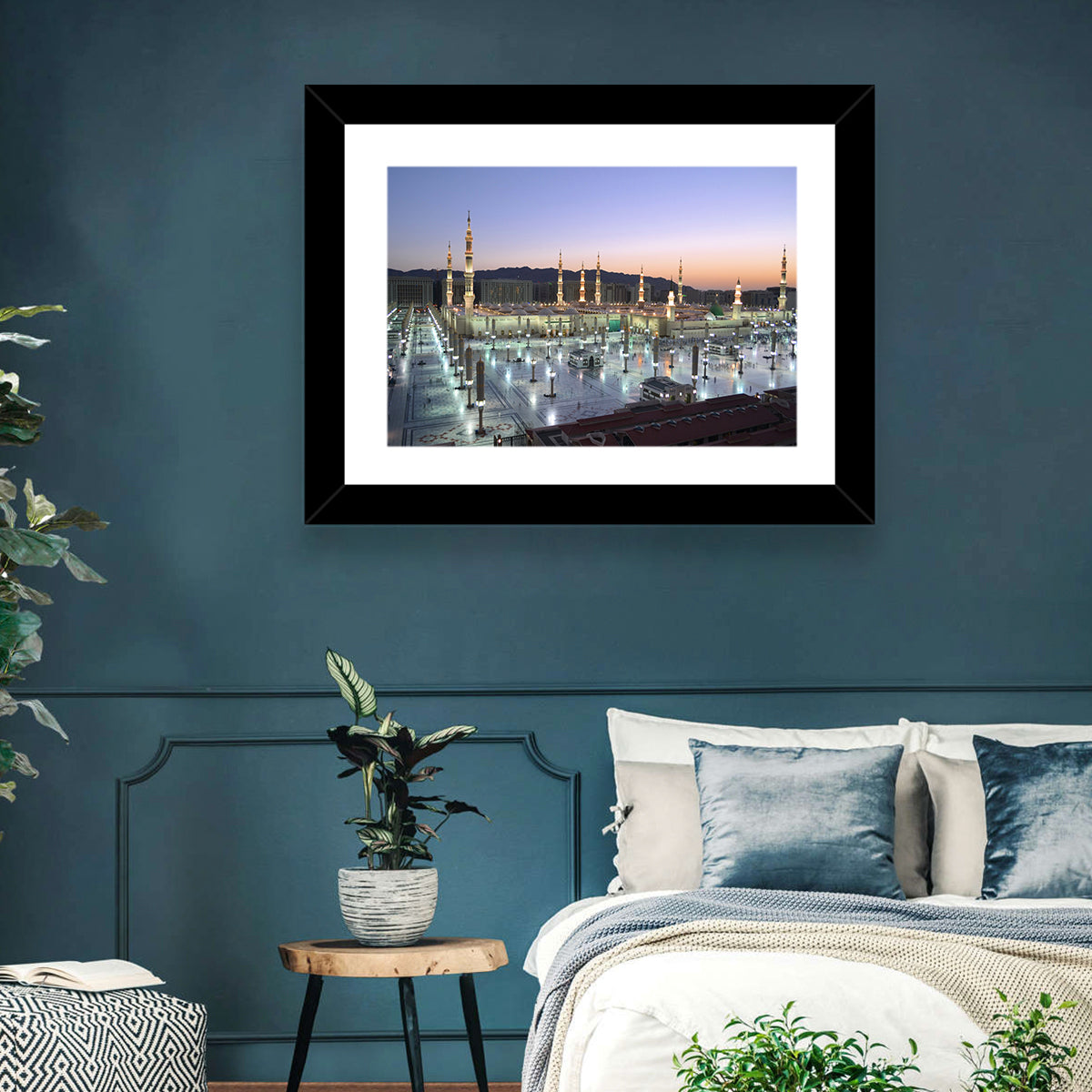 Nabawi Mosque at Dusk, Medina Wall Art in a room, landscape