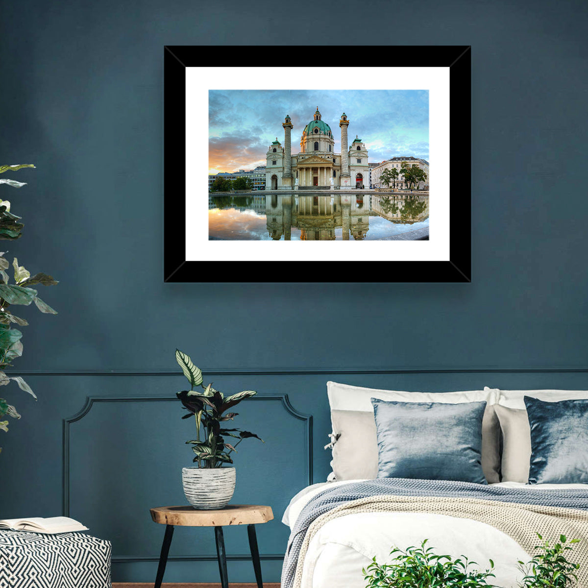 Karlskirche at Golden Hour Wall Art in a room, landscape
