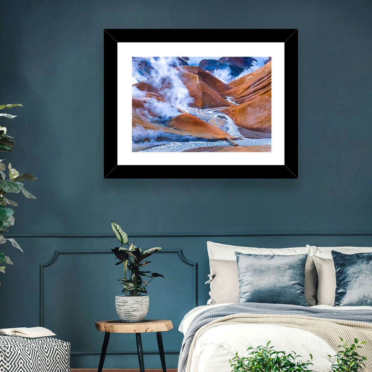 Geothermal Valley with Footbridge Wall Art in a room, landscape