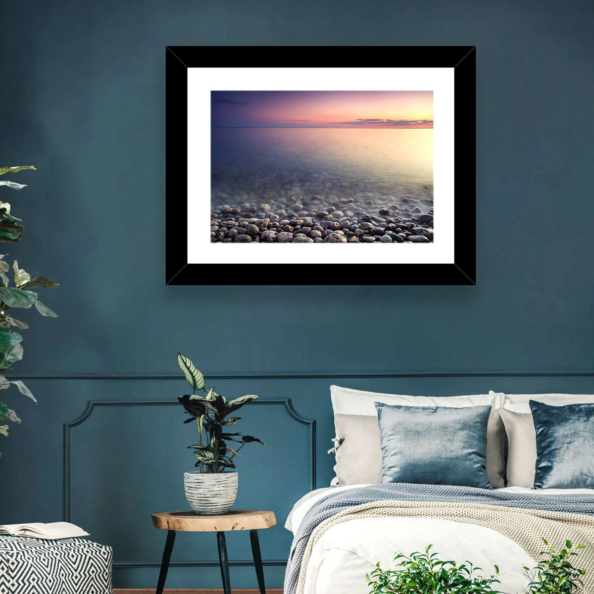 Pebbled Shore Sunset Wall Art