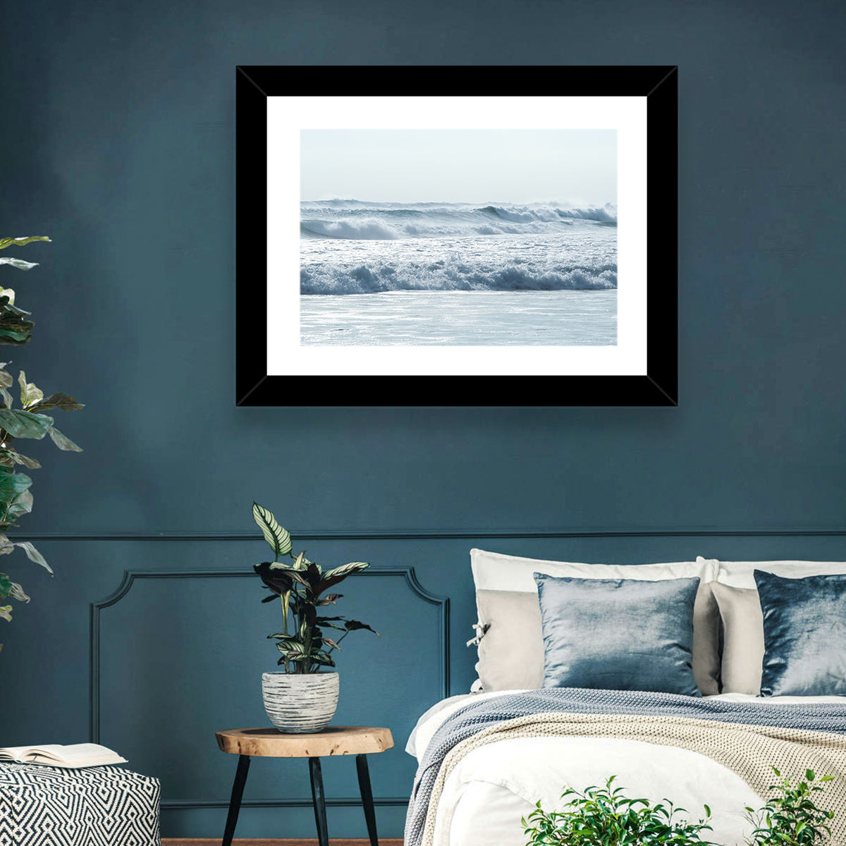 Misty Horizon Ocean Waves Wall Art