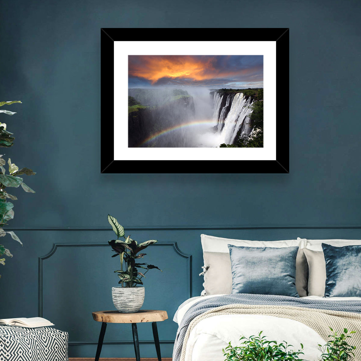 Victoria Falls Rainbow at Dusk Wall Art