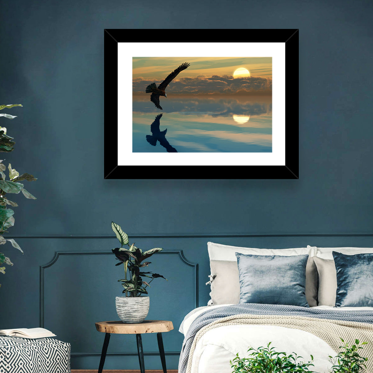 Bald Eagle Sunset Reflection Wall Art
