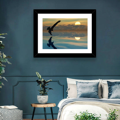 Bald Eagle Sunset Reflection Wall Art