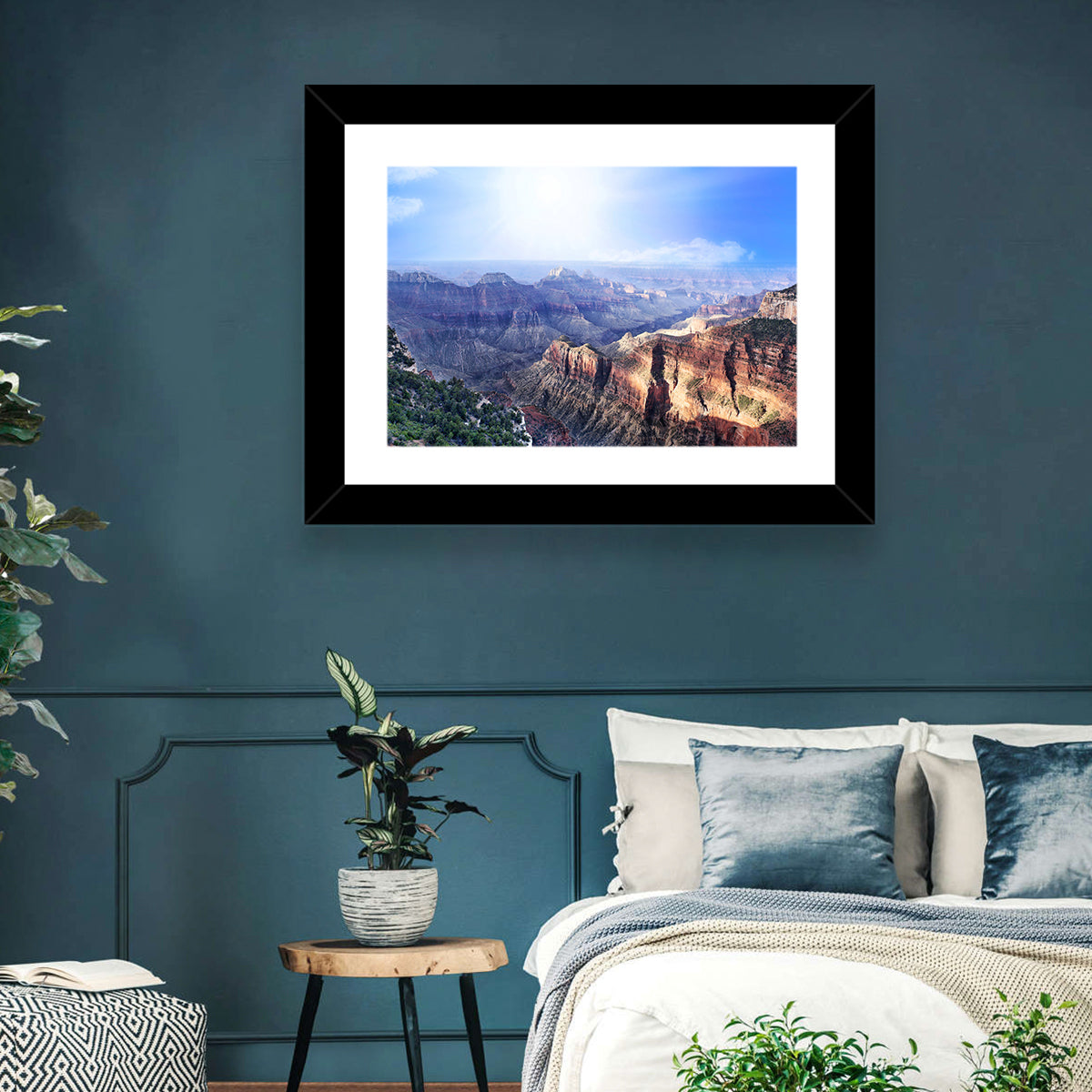 Grand Canyon Sunlit Vista Wall Art in a room, landscape