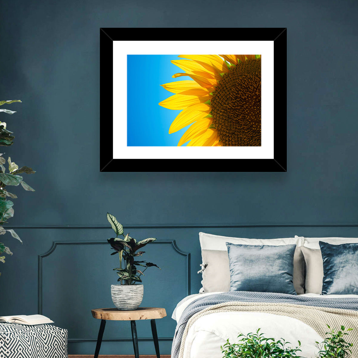 Sunflower Close-up Wall Art in a room, landscape
