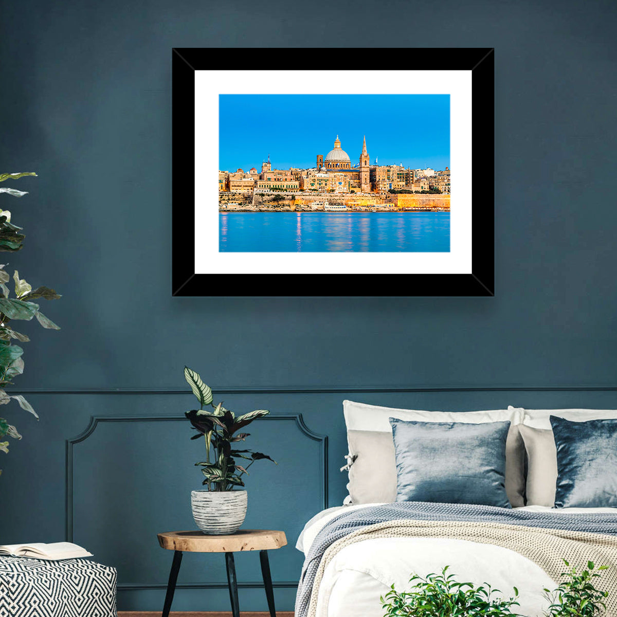 Valletta Waterfront Skyline Wall Art in a room, landscape