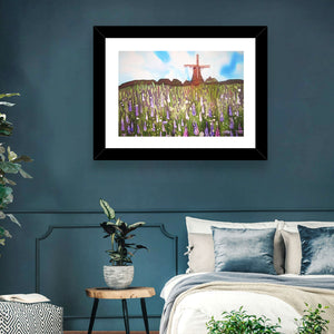 Windmill in Floral Field Wall Art