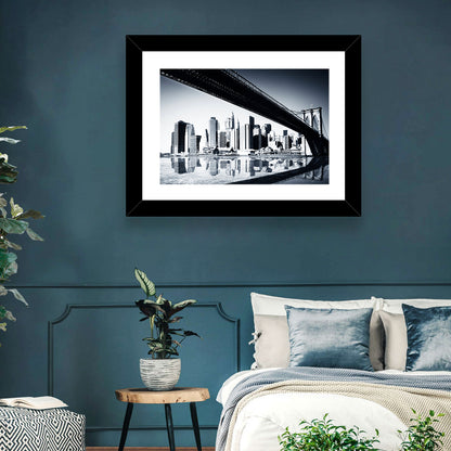 Brooklyn Bridge Low Angle Skyline Reflection Wall Art