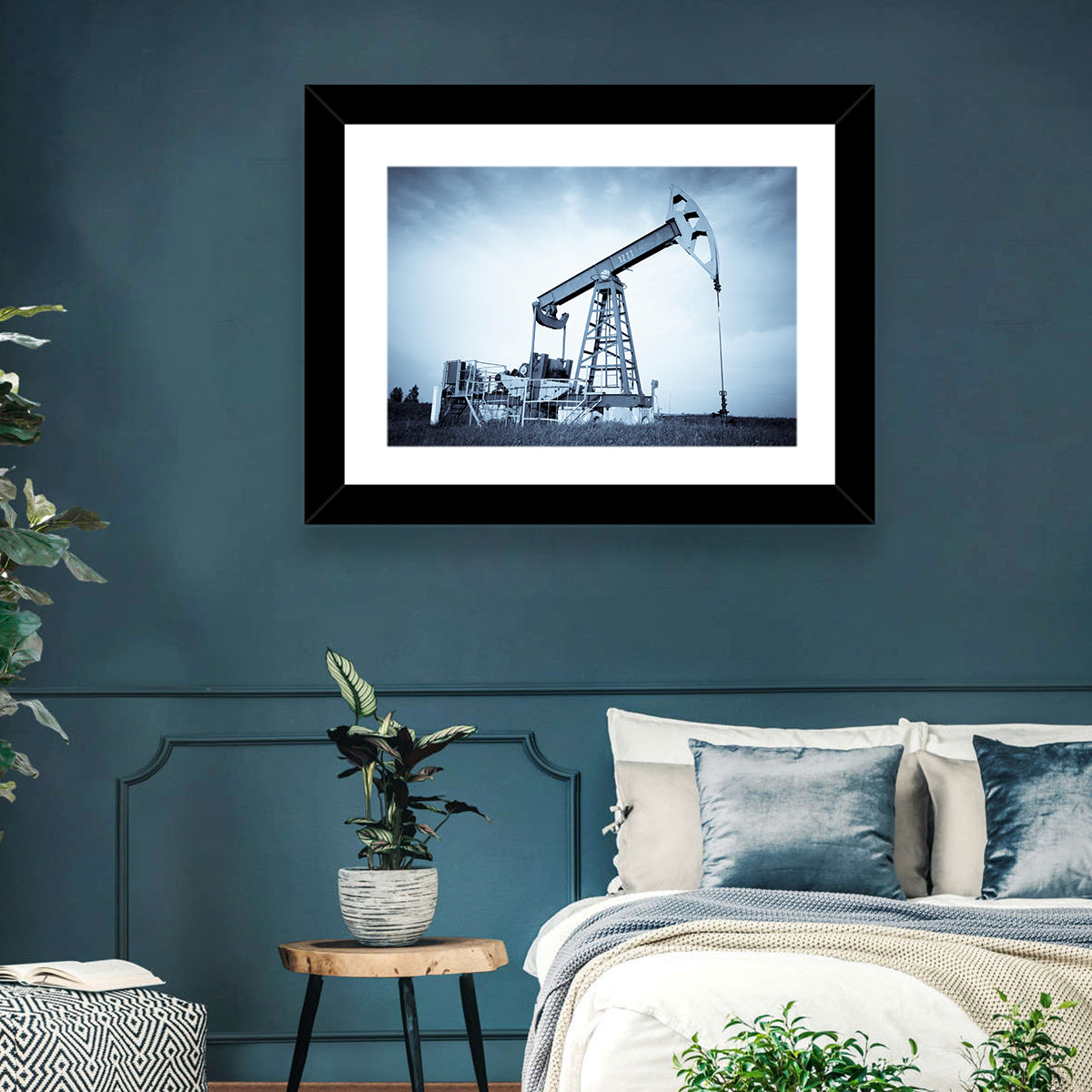 Oil Pump Jack 1211 Wall Art in a room, landscape
