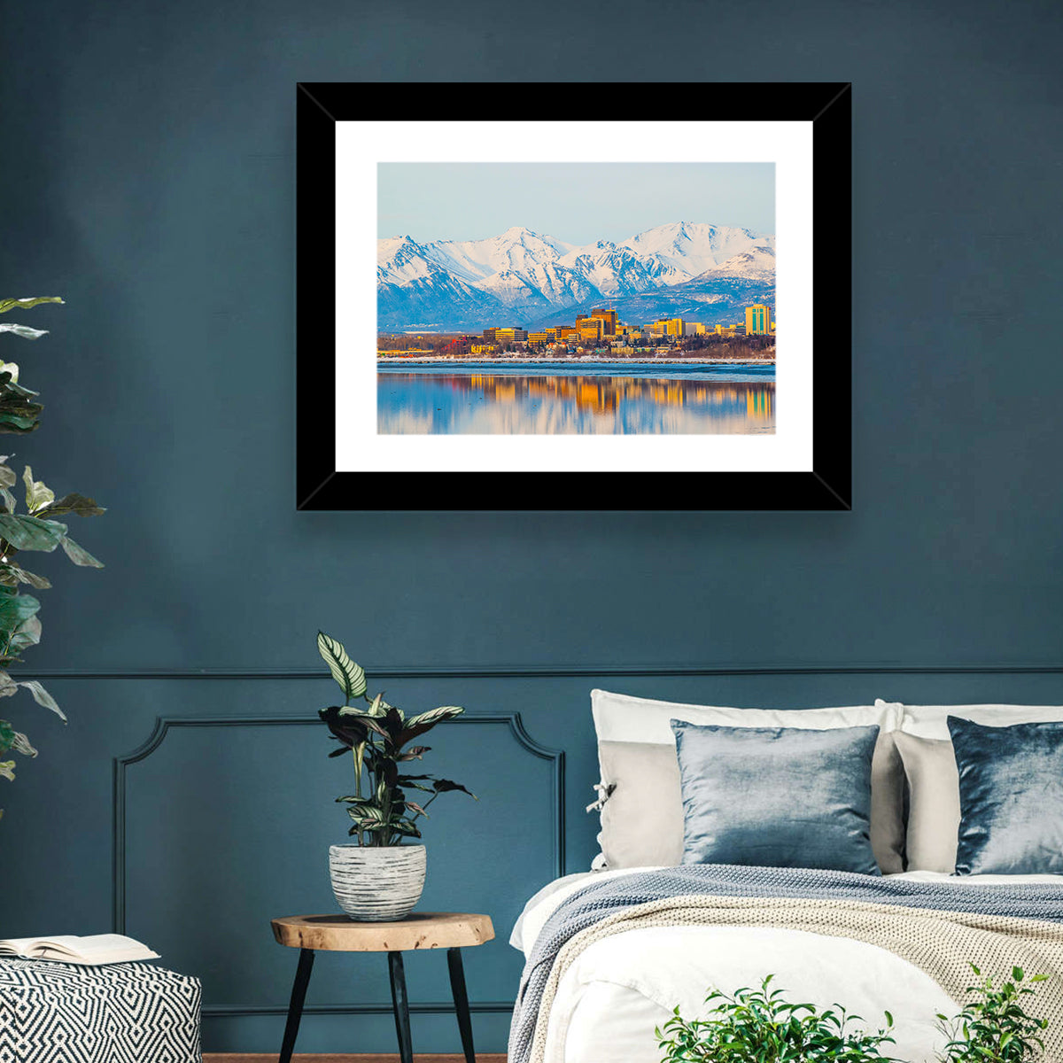 Anchorage Morning Skyline Wall Art in a room, landscape
