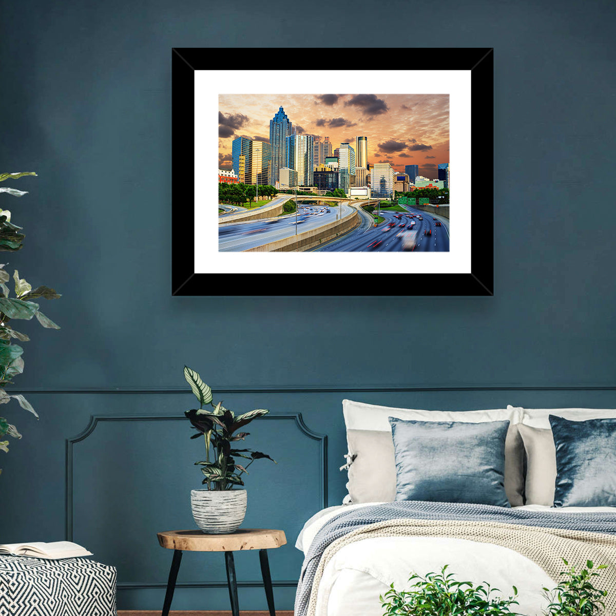 Atlanta Downtown Skyline Wall Art in a room, landscape