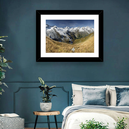 Crisp Alpine Valley with Snow-capped Peaks Wall Art