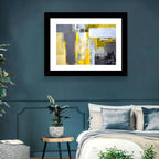 Yellow and Gray Color Block Abstract Wall Art