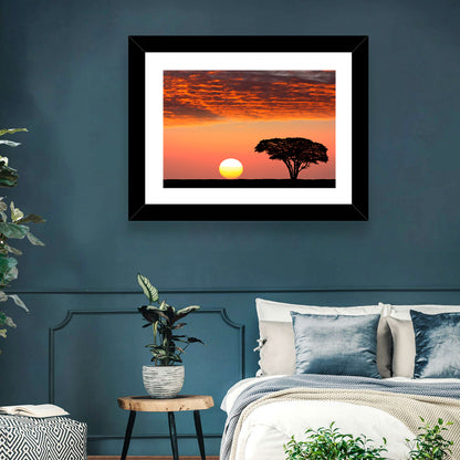 Serengeti Sunset Silhouette Wall Art