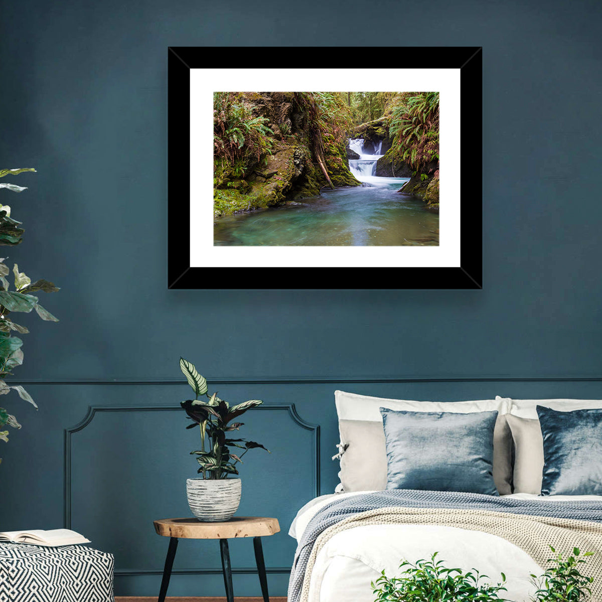 Willaby Creek Waterfall Wall Art in a room, landscape
