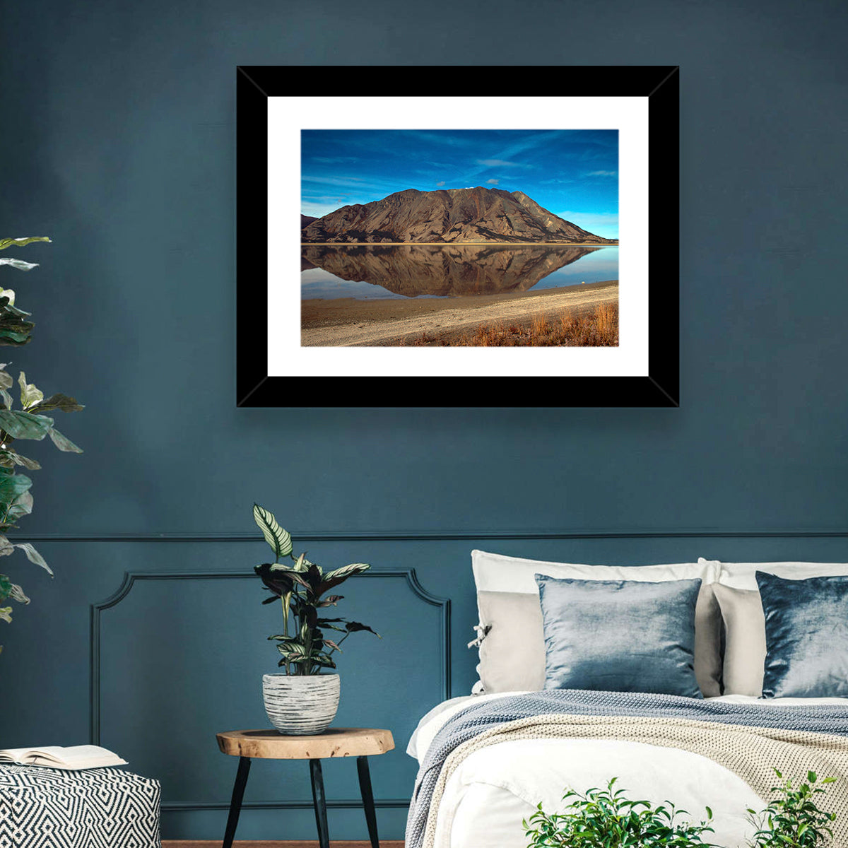 Rocky Peak Reflection, Kluane Lake Wall Art in a room, landscape