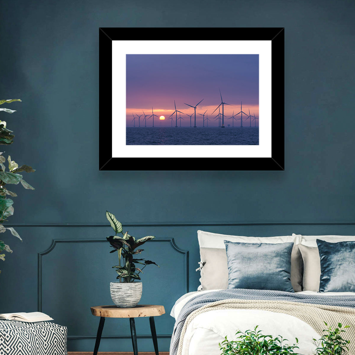 Twilight Offshore Wind Farm Wall Art in a room, landscape