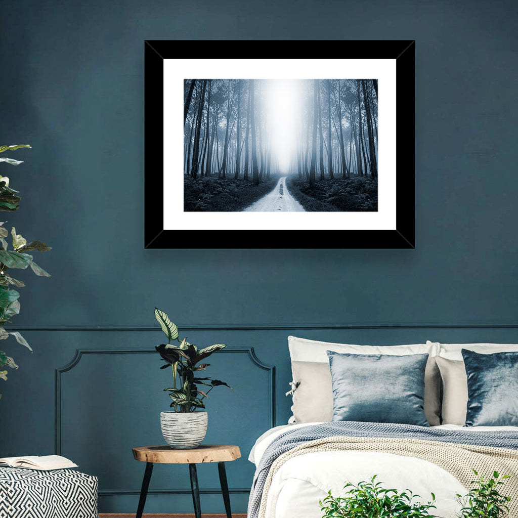Misty Forest Road at Twilight Wall Art