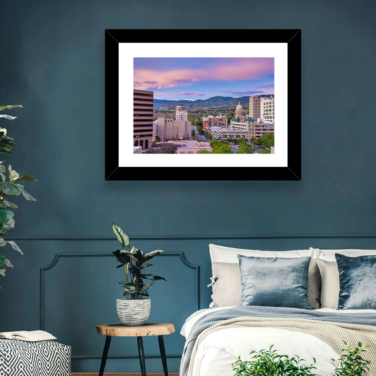 Boise Downtown at Golden Hour Wall Art in a room, landscape