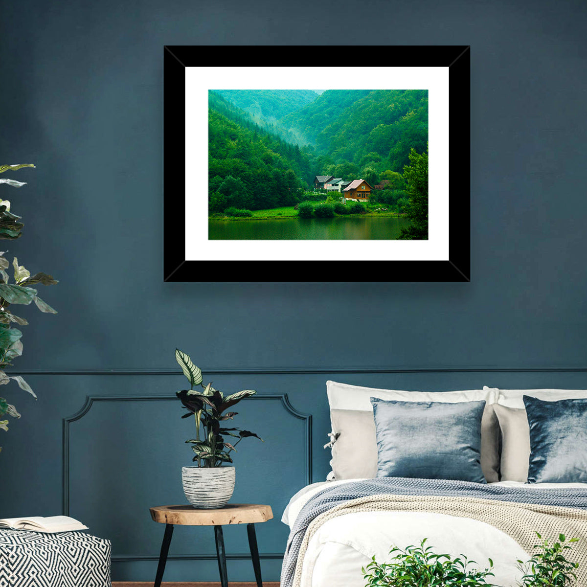 Mist Over Lake Tarnita Wall Art in a room, landscape