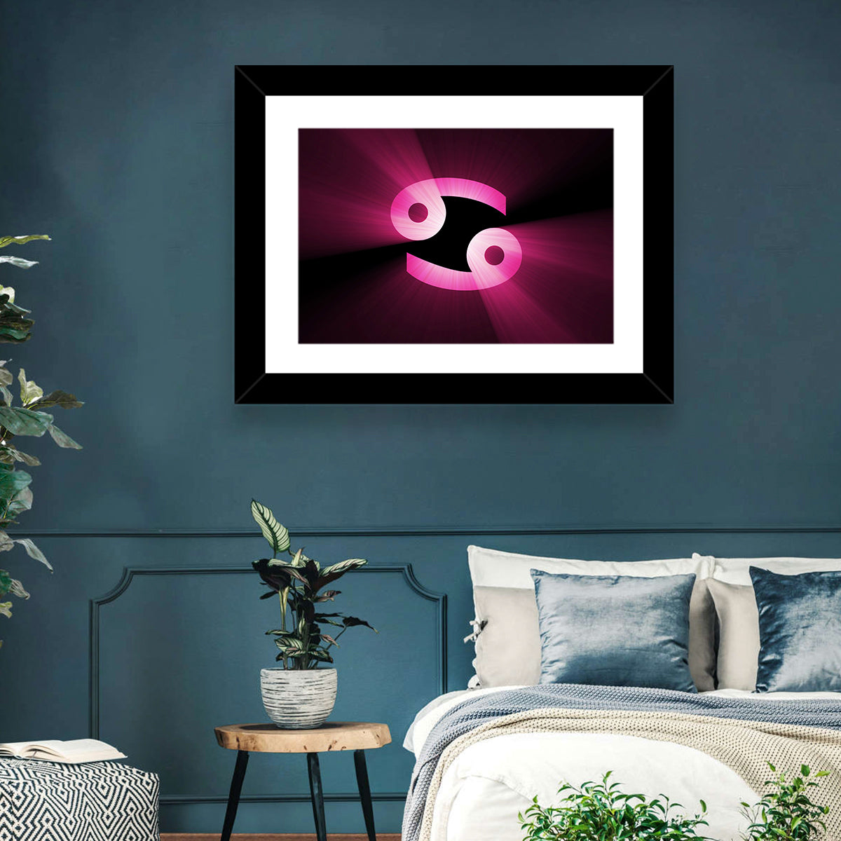 Glowing Pink Cancer Symbol Wall Art