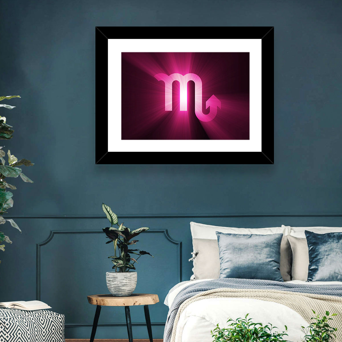 Scorpio Glyph with Magenta Burst Wall Art