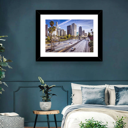 Los Angeles Freeway to Downtown Skyline Wall Art
