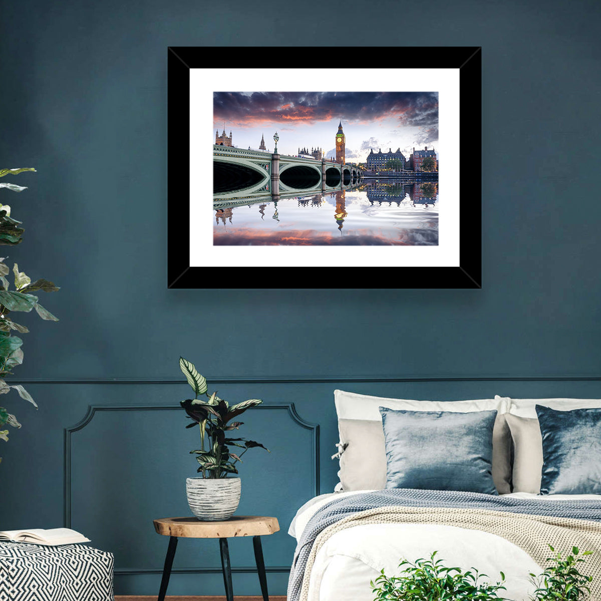 Westminster Bridge at Dusk Wall Art in a room, landscape