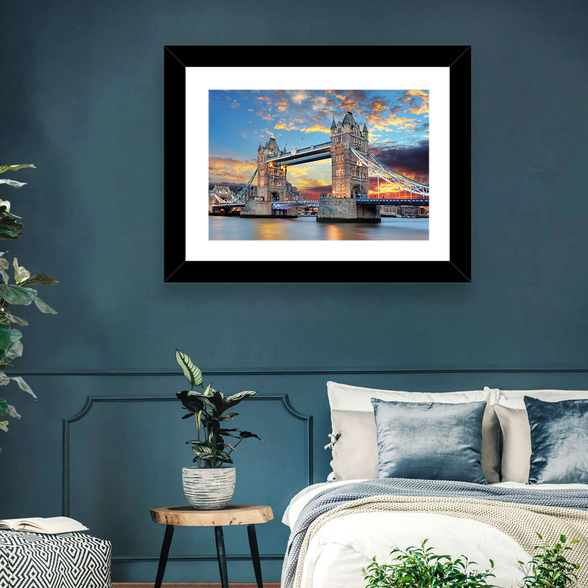 Tower Bridge at Sunset Wall Art in a room, landscape