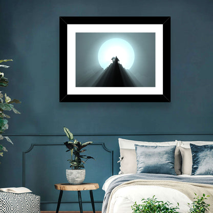 Moonlit Mountain Hut Wall Art