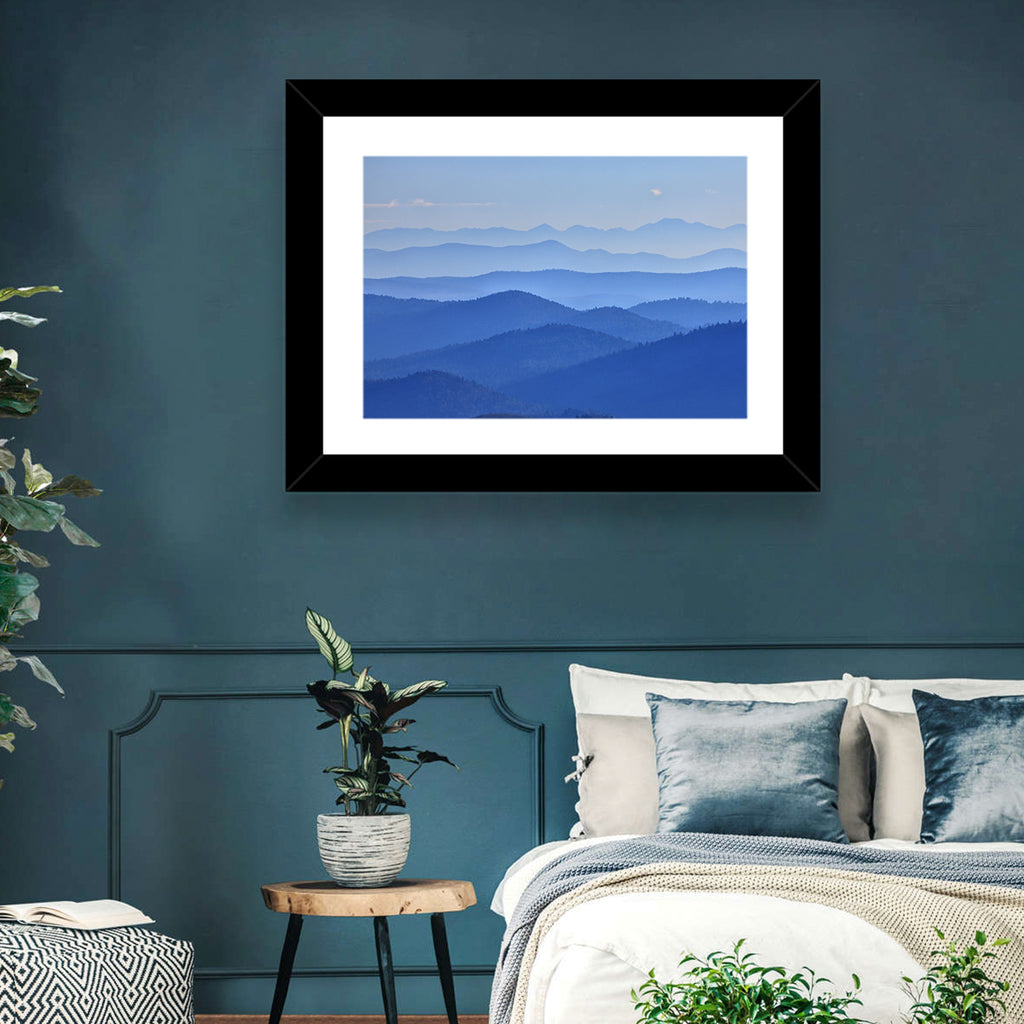 Misty Blue Mountain Valley Wall Art