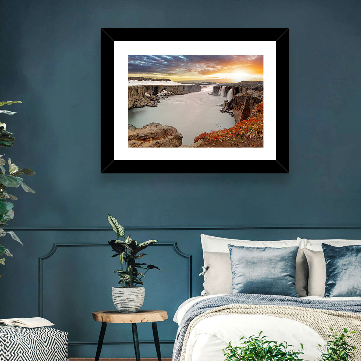 Selfoss Waterfall at Sunset Wall Art