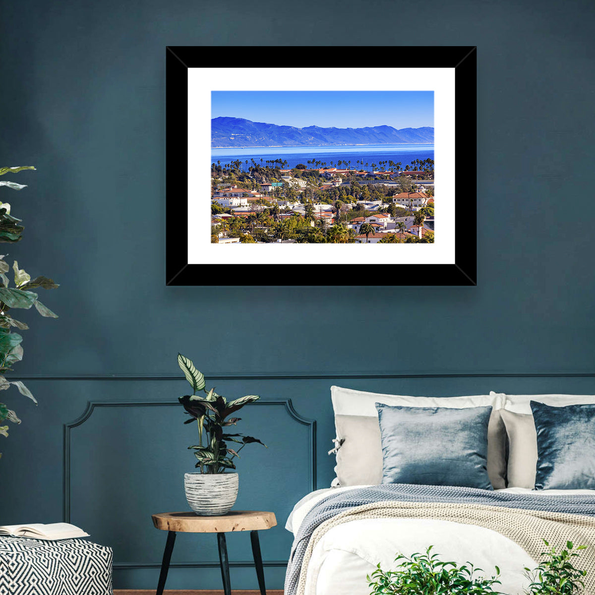 Santa Barbara Waterfront View Wall Art in a room, landscape