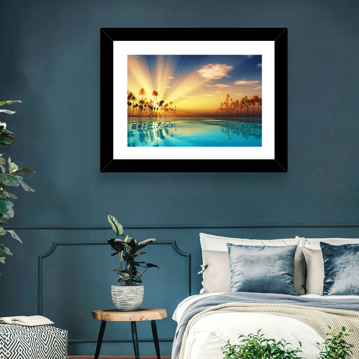 Turquoise Sunset Over Palm Island Wall Art