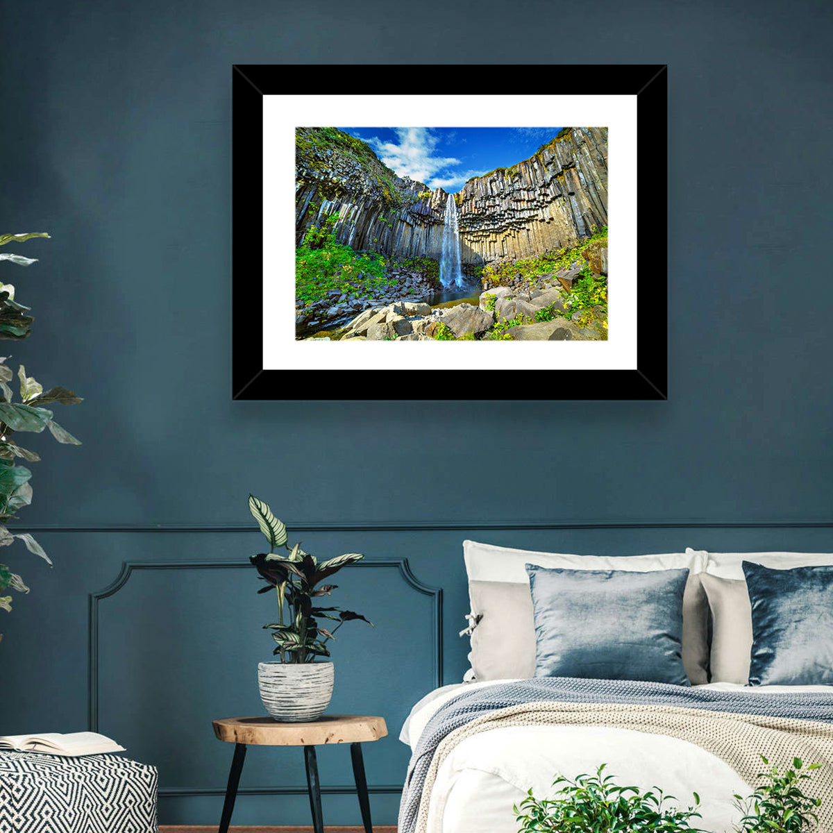 Svartifoss Basalt Falls Wall Art in a room, landscape