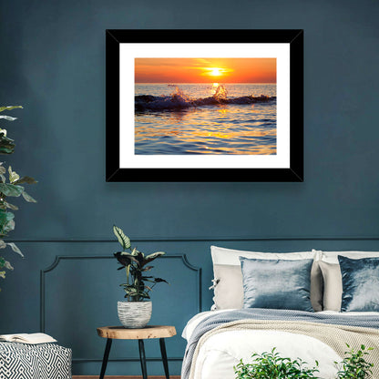 Lake Michigan Sunset Waves Wall Art