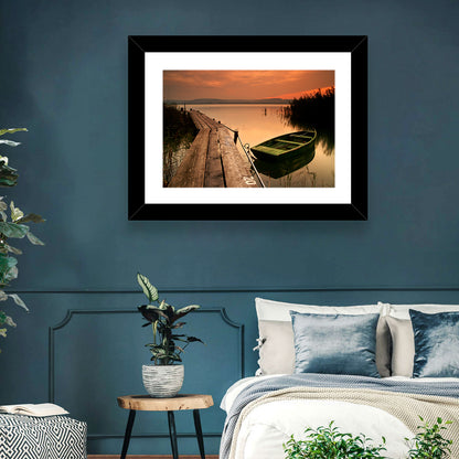 Pier and Rowboat on Lake Balaton Wall Art
