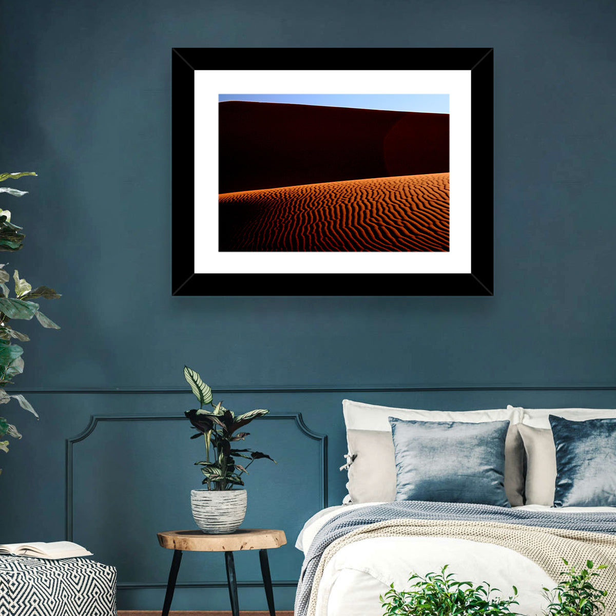 Golden Hour Sand Dunes Wall Art in a room, landscape