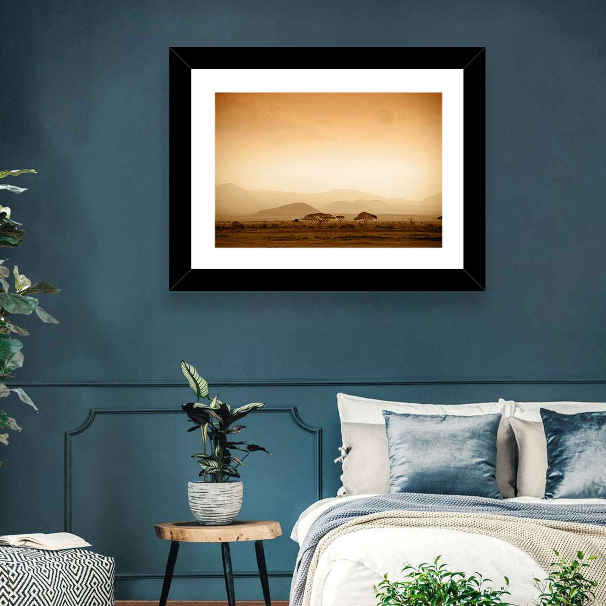 Hazy Savannah at Dawn Wall Art in a room, landscape