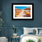 Beach Boardwalk with Orange Loungers Wall Art