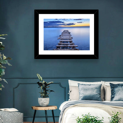 Weathered Lake Pier at Dusk Wall Art